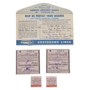 Greyhound Lines Bus Ticket Stubs Set of 2 and Envelope Vintage New England 1948